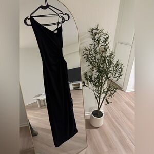 Oh Polly One Shoulder Black Dress